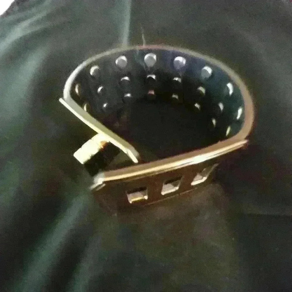 Statement Gold Turnlock Rhinestone Cuff - Picture 3 of 10